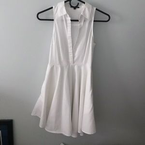 White V-Neck Flirty Dress